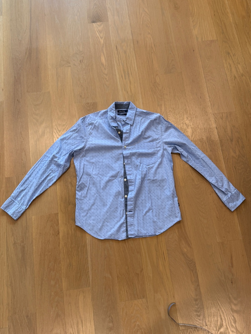 Nautica Light Blue Button-Front Shirt Jacket with Micro Dot Print